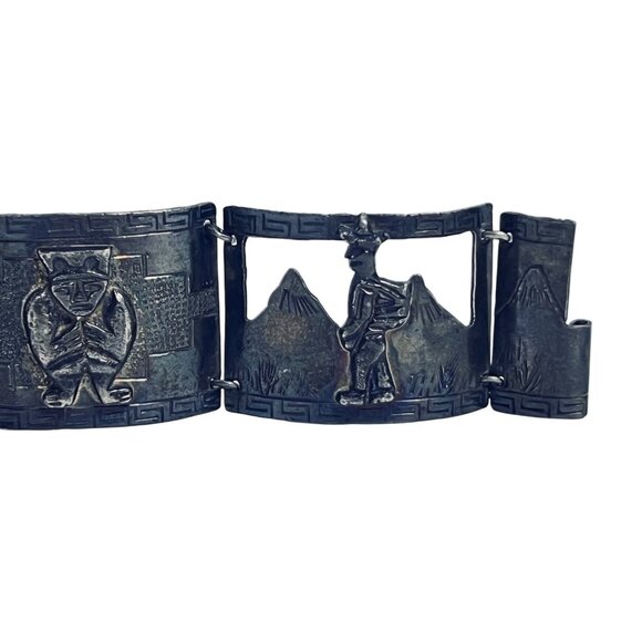 Sterling Silver Peruvian Story Bracelet Signed Plata Sterling 925 Peru M (6110) - Picture 4 of 9